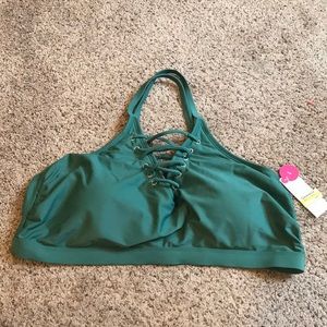 Green swim top.